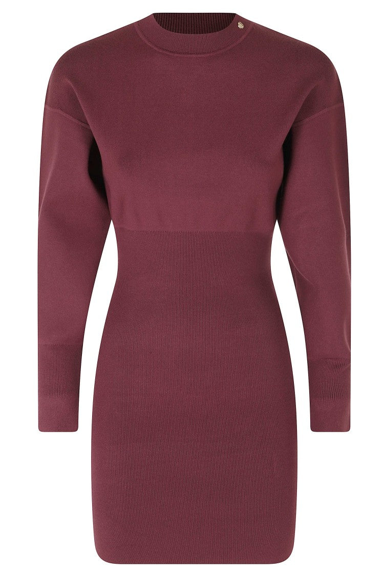 Anine Bing Burgundy Imane Fitted Stretch Viscose Mini Dress