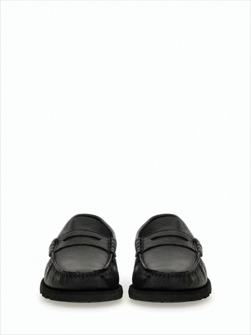 Paraboot Textured Leather Loafers With Moccasin Toe Design