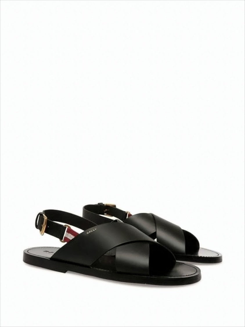 Bally Black Leather Sandals With Adjustable Ankle Strap