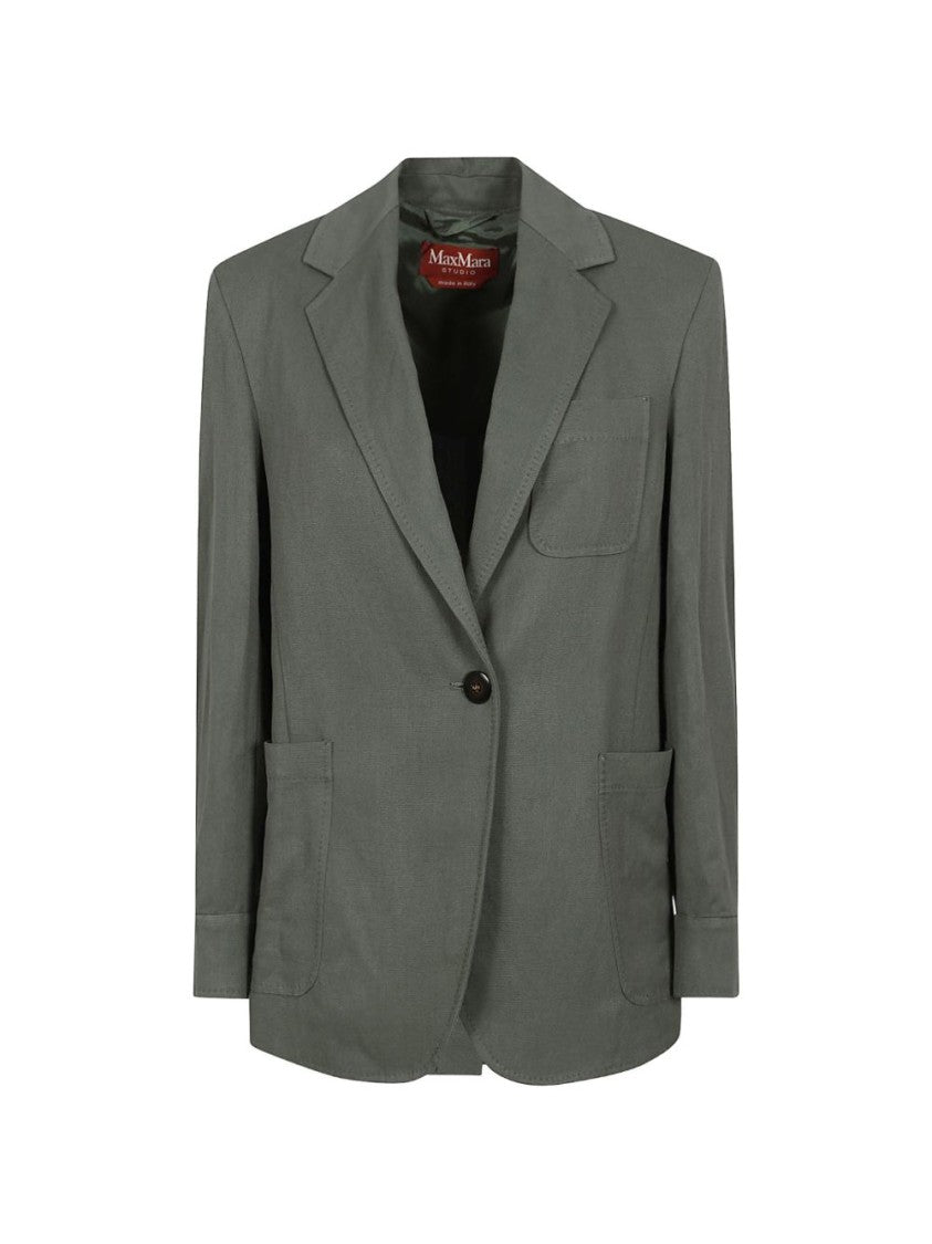 Max Mara Sage Green Lapel Collar Linen Blazer