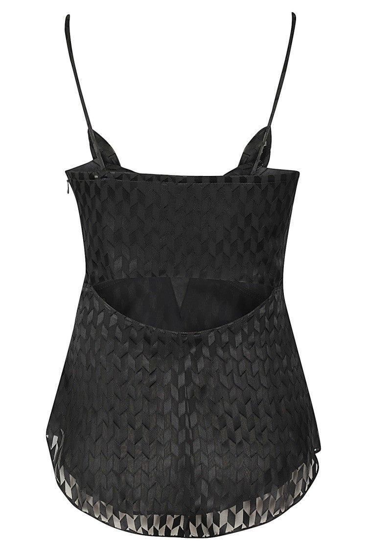 Isabel Marant Kalisia Sheer Geometric-Decorated Top With Puff Neckline