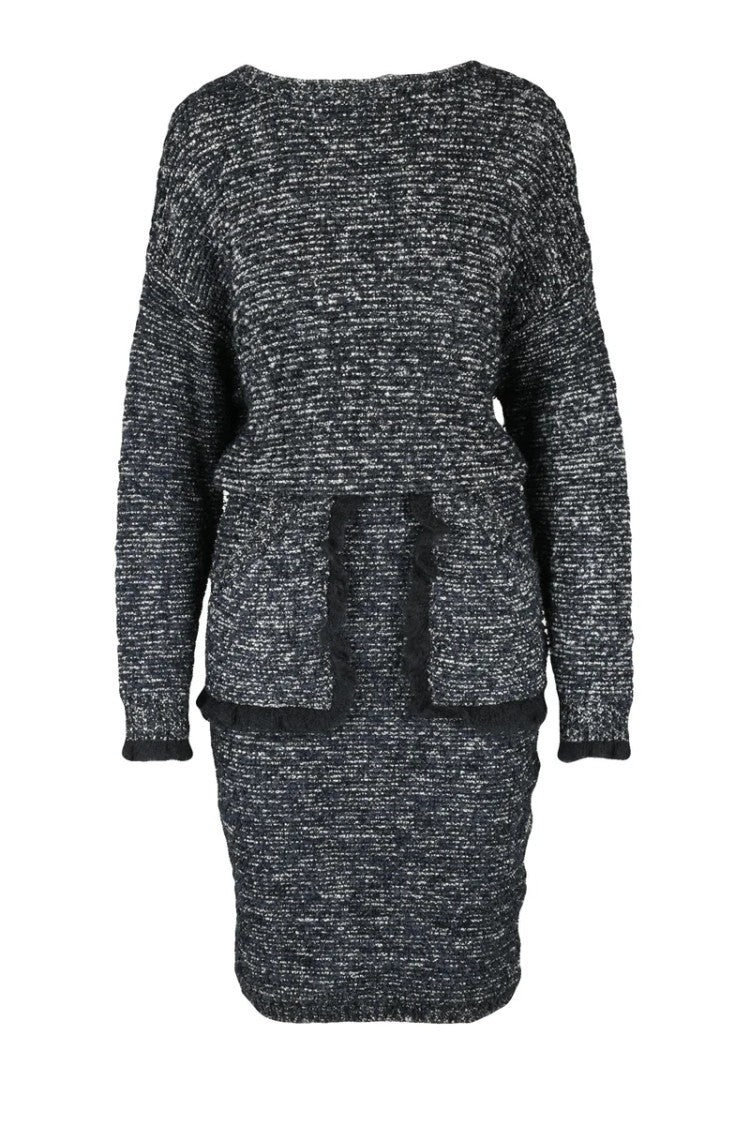 Elisabetta Franchi Bouclé Dress - Black