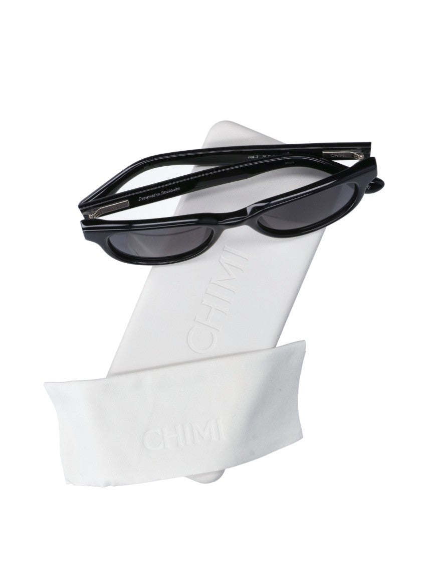 Chimi Black Lyra Rectangular Acetate Minimalist Sunglasses
