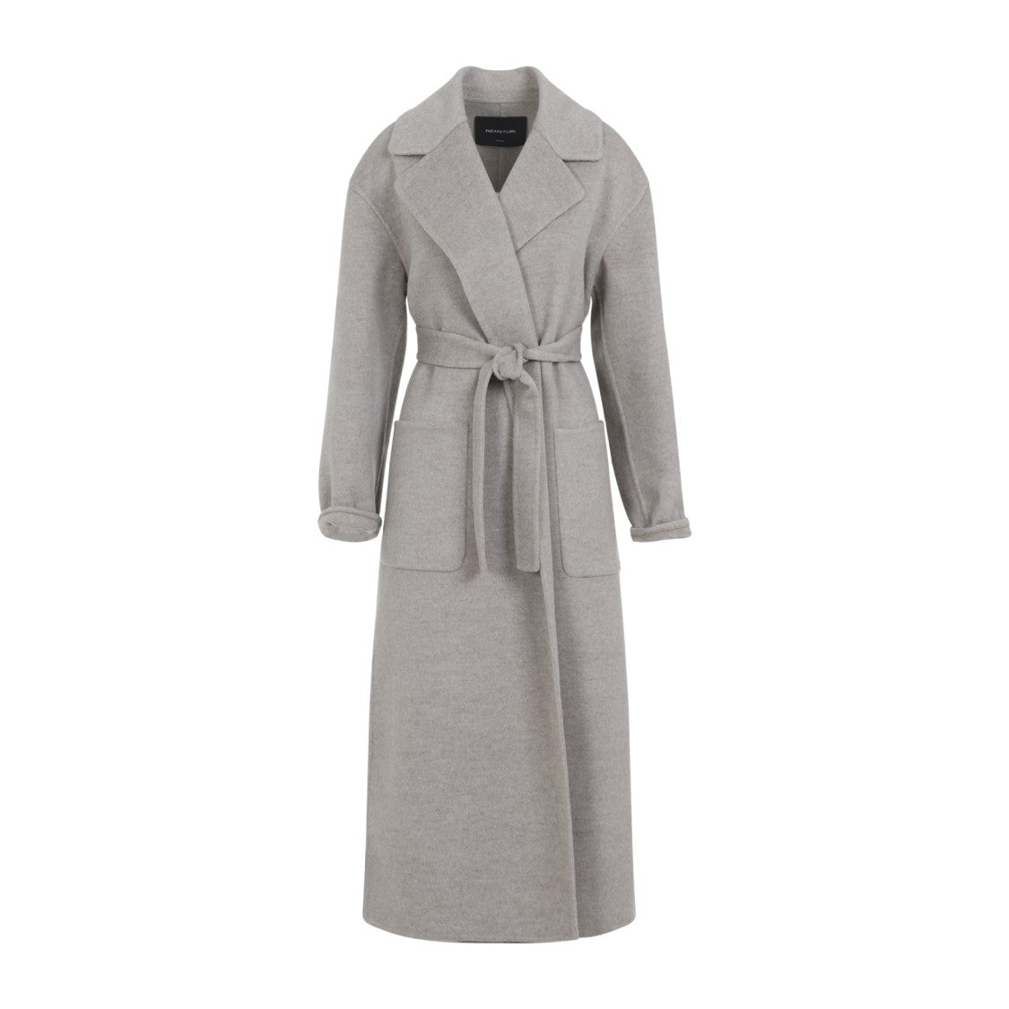 Fabiana Filippi Belted Long Coat With Wide Lapels