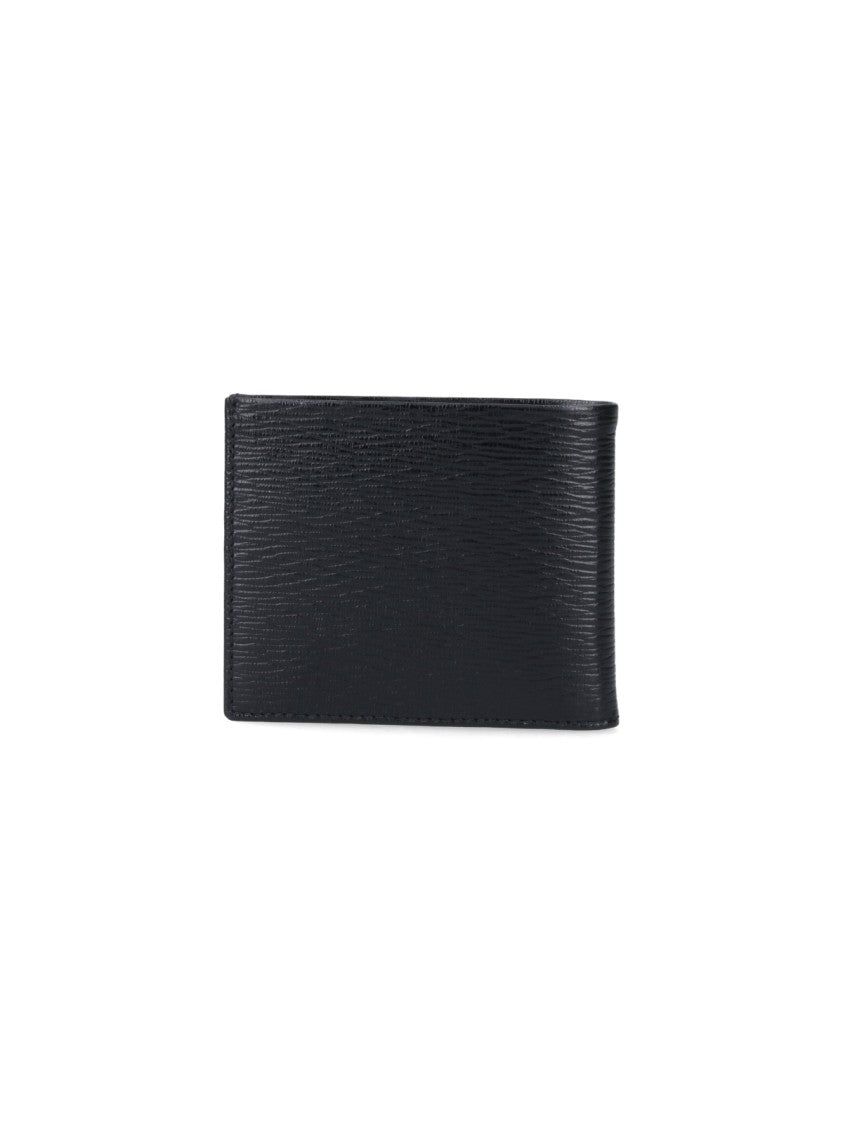 Ferragamo Black Gancini Crinkle Leather Bifold Wallet