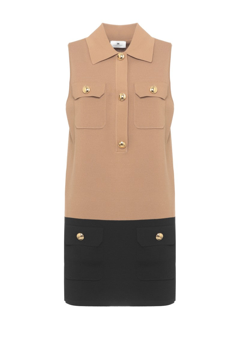 Elisabetta Franchi Viscose Mini Dress With V Neckline And Flap Pockets