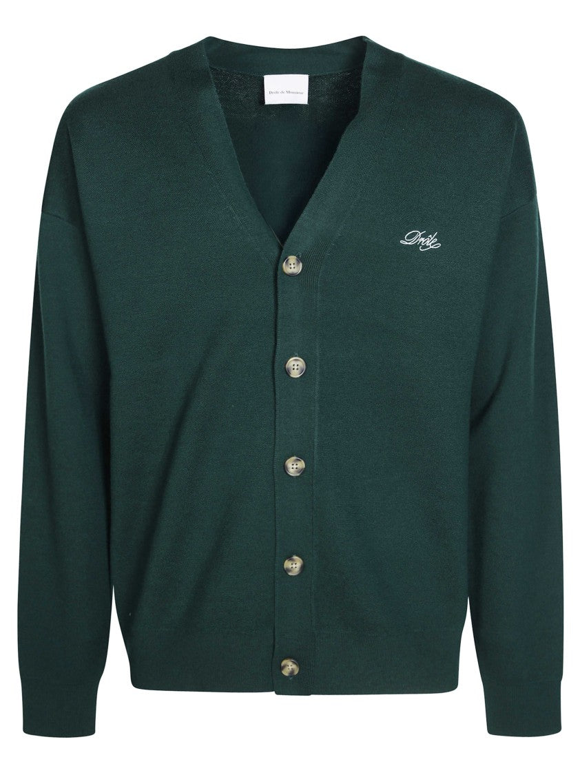 Drôle De Monsieur Finely Knit Deep V-Neck Cardigan