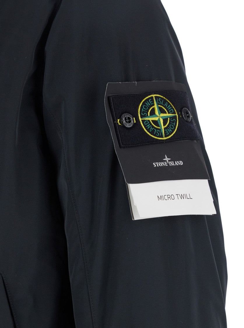 Stone Island Black Jacket With Fixed Hood
