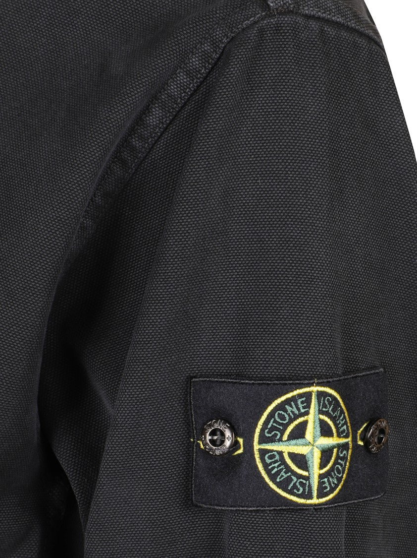 Stone Island Black Sweater With Signature Logo Patch