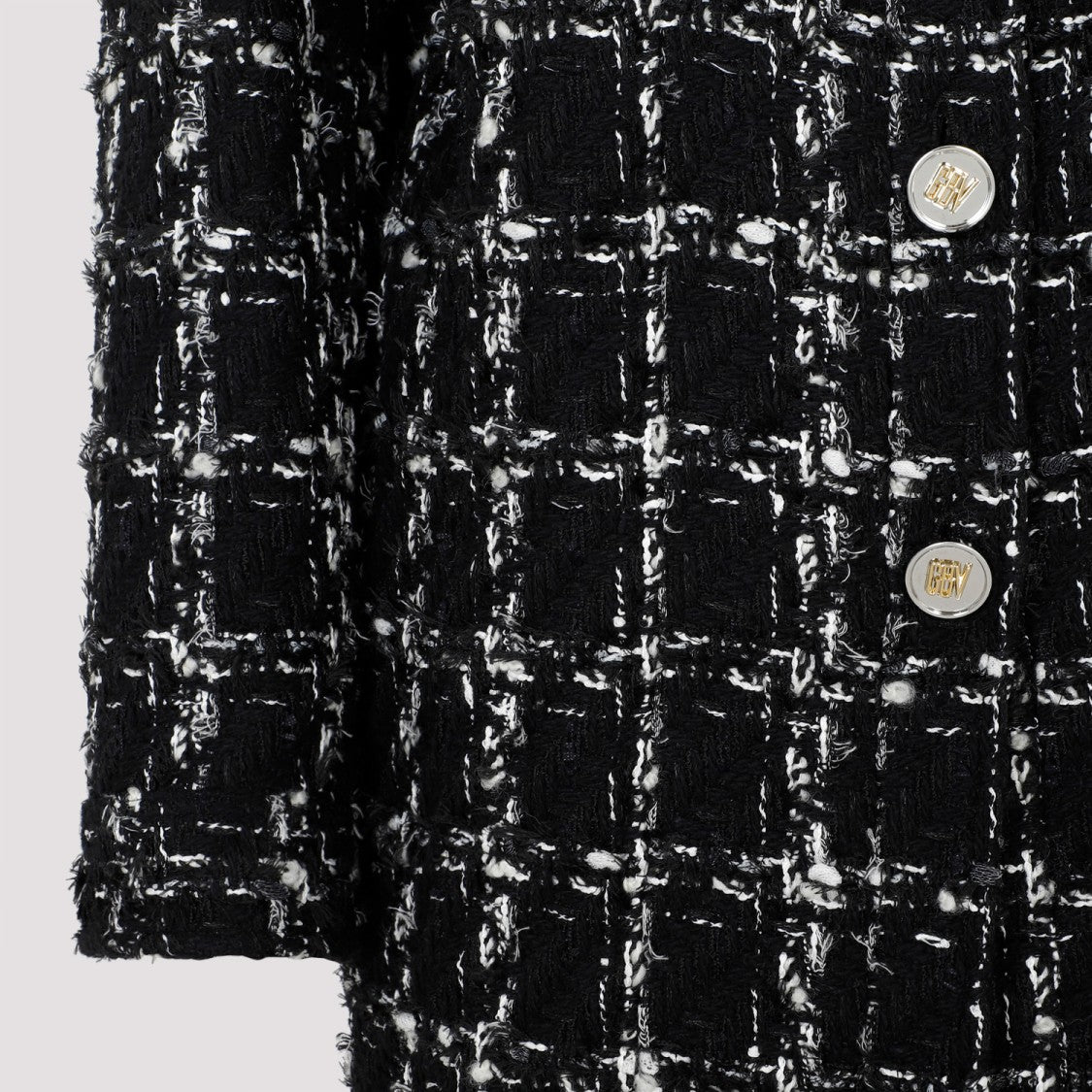 Giambattista Valli Black and White Checked Bouclé Coat
