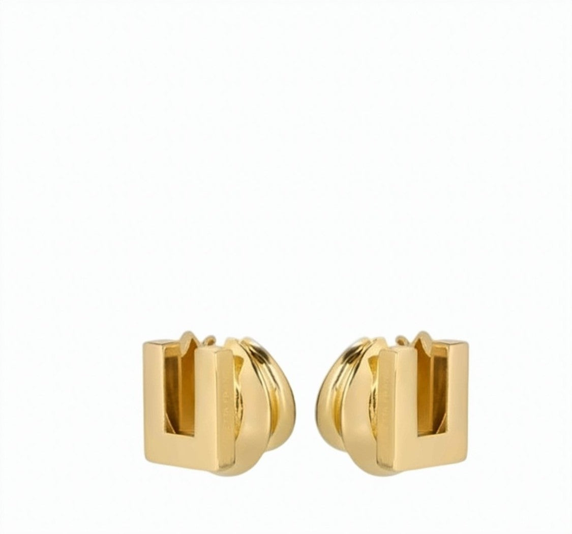 Elisabetta Franchi Gold Plated Logo Earrings