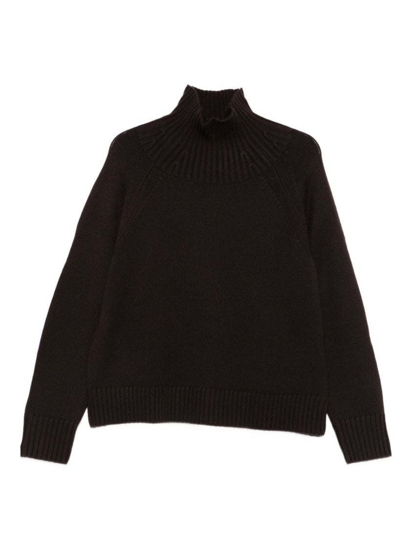 Michael Kors Brown Wool Sweater With High Ribbed Turtleneck
