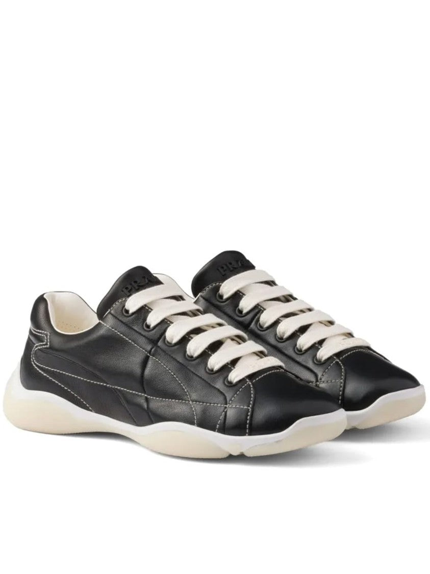 Prada Spin Nappa Leather Geometric Sneakers