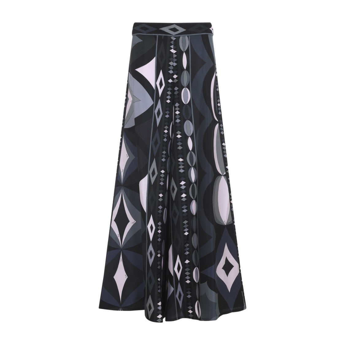 Pucci Wide Leg Silk Pants With Signature Geometric Print