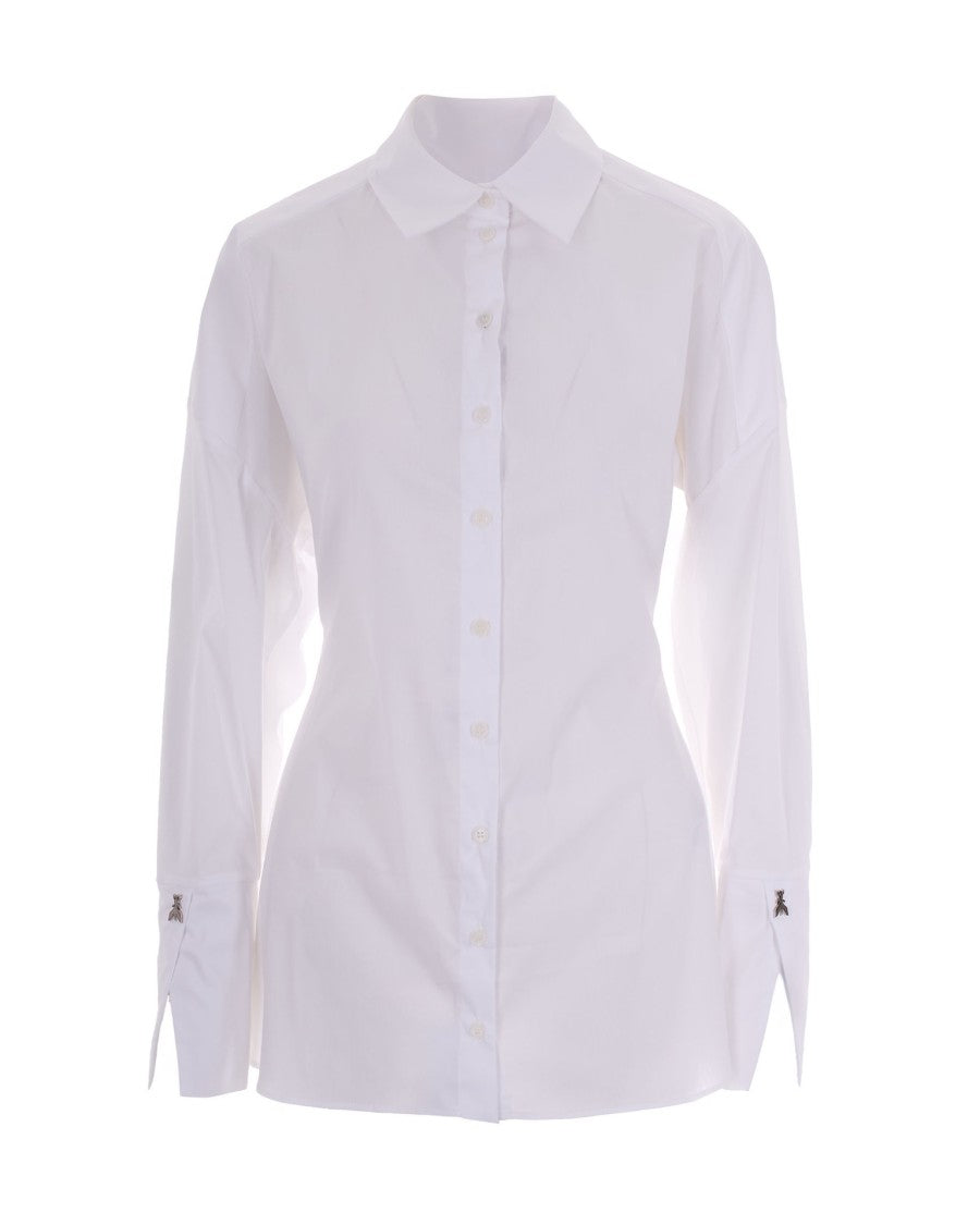 Patrizia Pepe Structured Cotton Poplin Shirt With Cut-Out Back And Metal Rivets