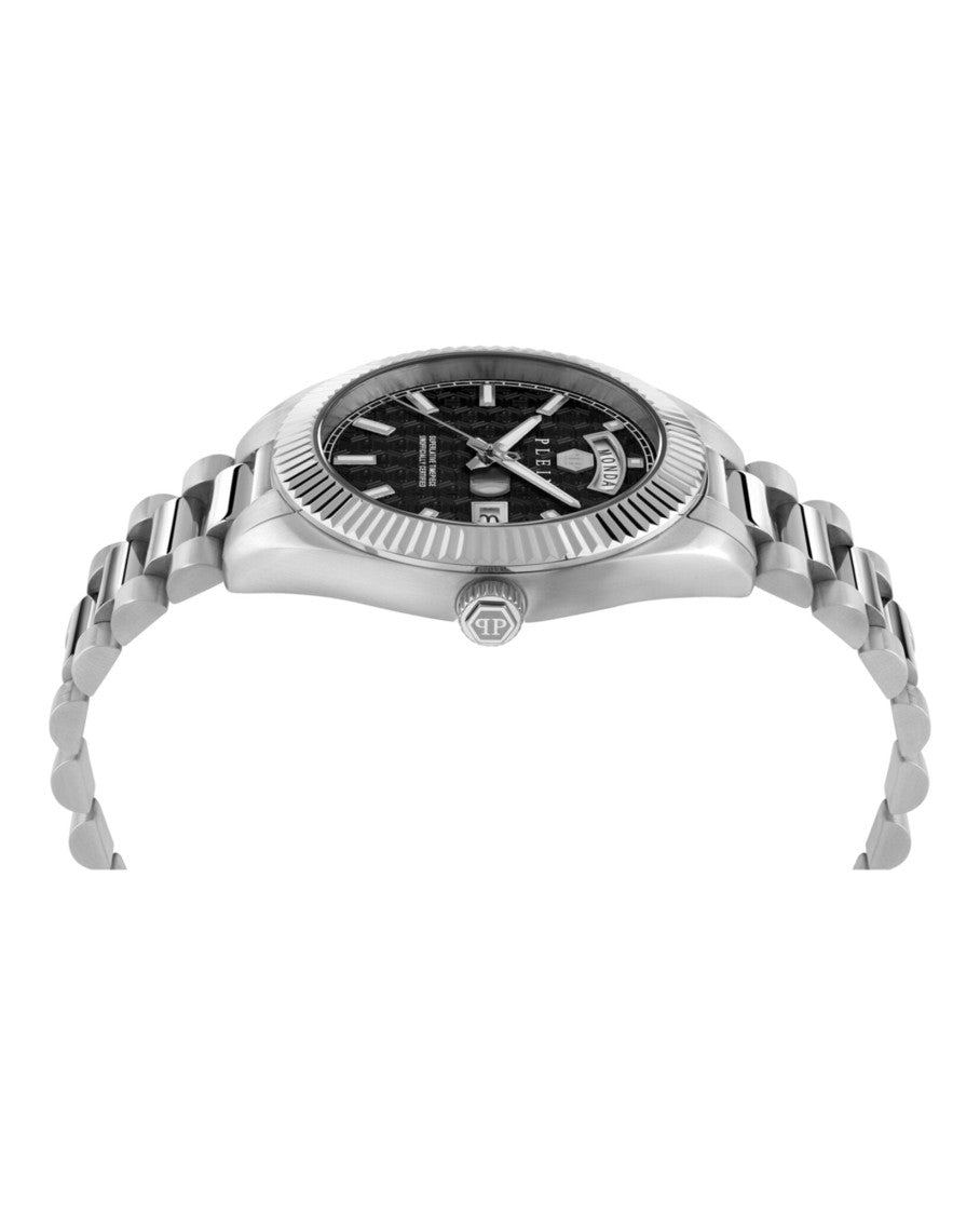 Philipp Plein Date Superlative Bracelet Timepiece With Black Guilloche Dial