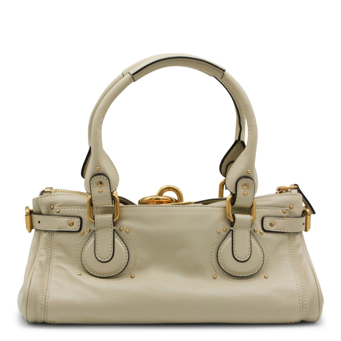 Chloé Light Beige Leather Paddington Top Handle Bag