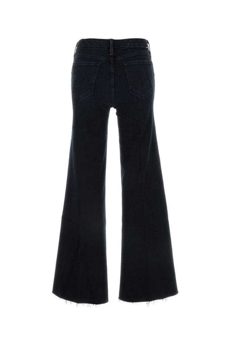 Mother Dark Blue Stretch Denim The Roller Fray Jeans