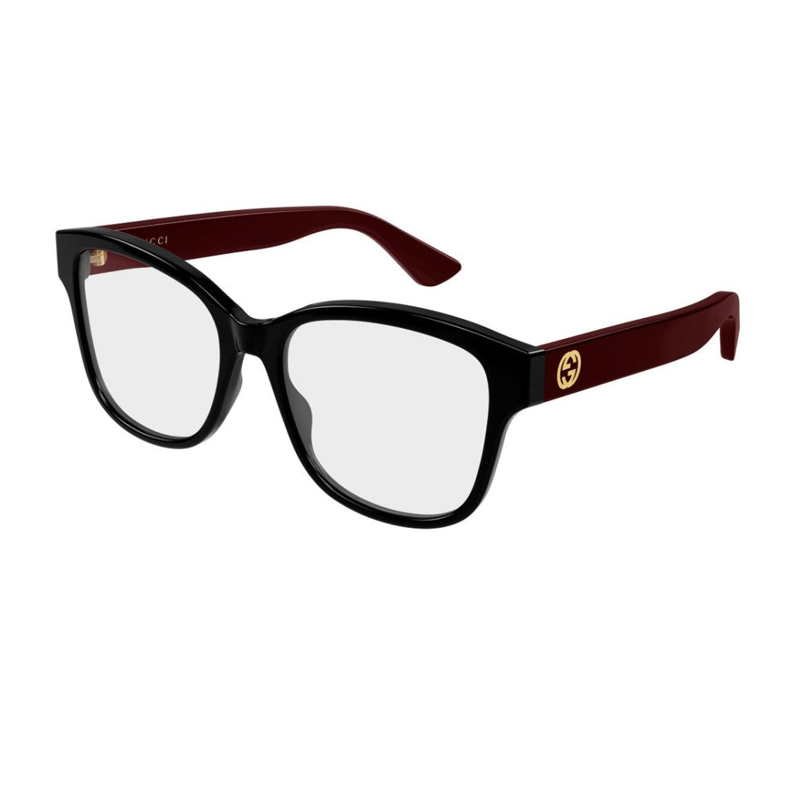 Gucci Black Burgundy Acetate Square Sunglasses