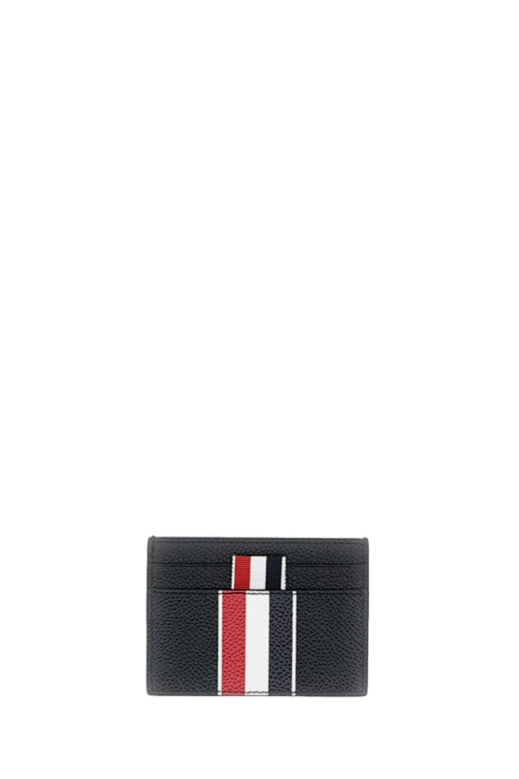 Thom Browne Black Pebble Grain Leather Double Card Holder