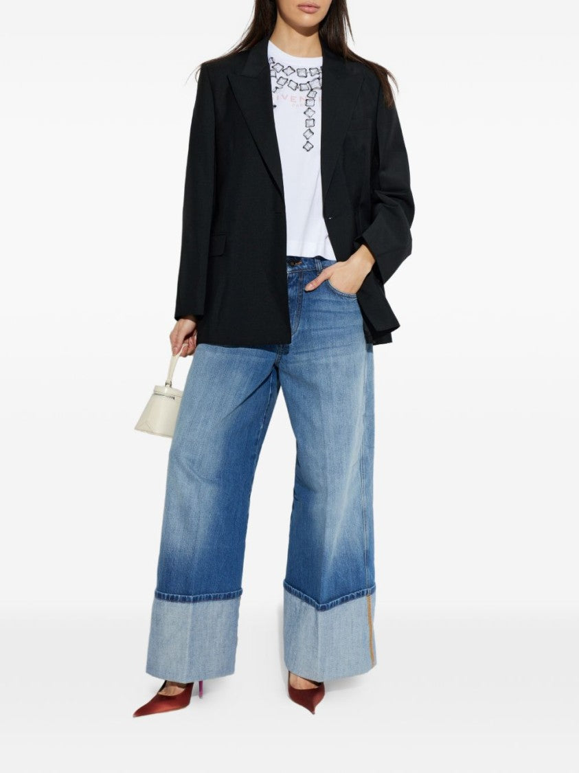 Givenchy White Silk And Nylon Crew Neck Top