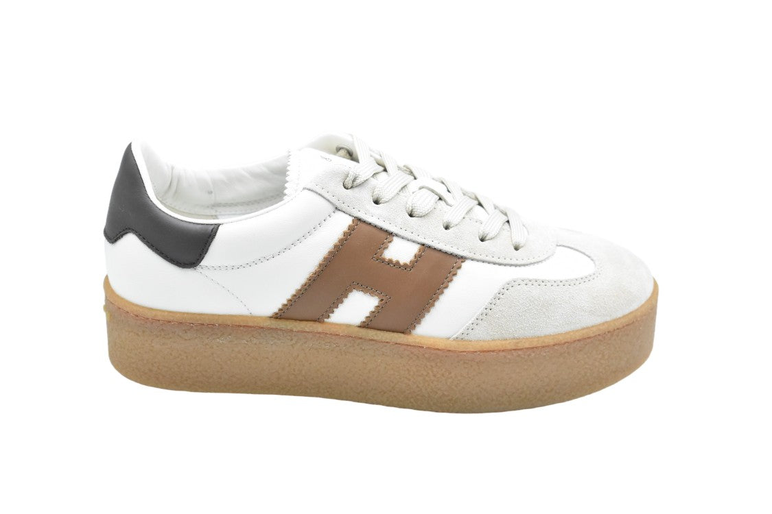Hogan Cream Low-Top Platform Sneakers With Textured Sole