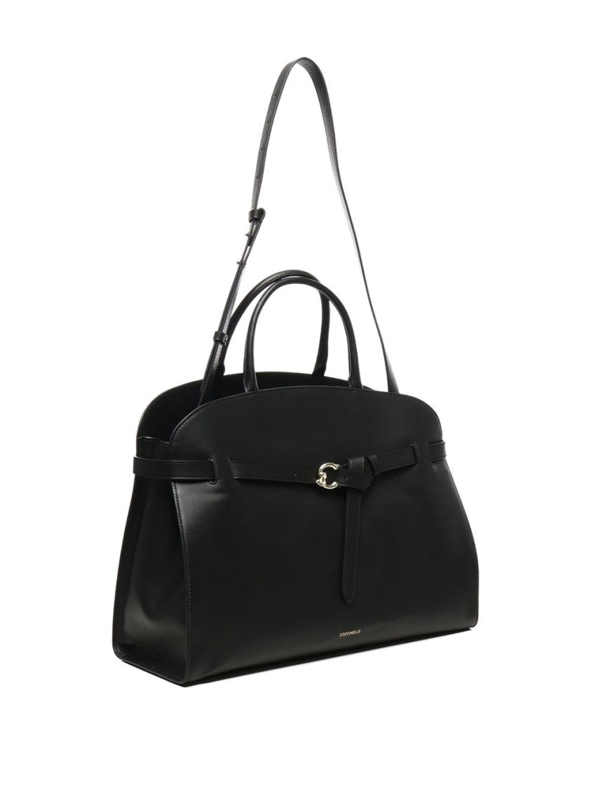 Coccinelle Structured Black Calf Leather Handbag