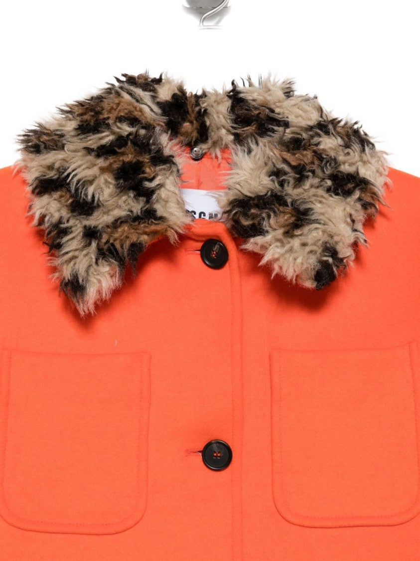 Msgm Bright Orange Wool Blend Outerwear