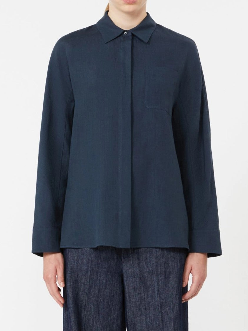 Max Mara Blue Smmgala Loose-Fitting Cotton Shirt