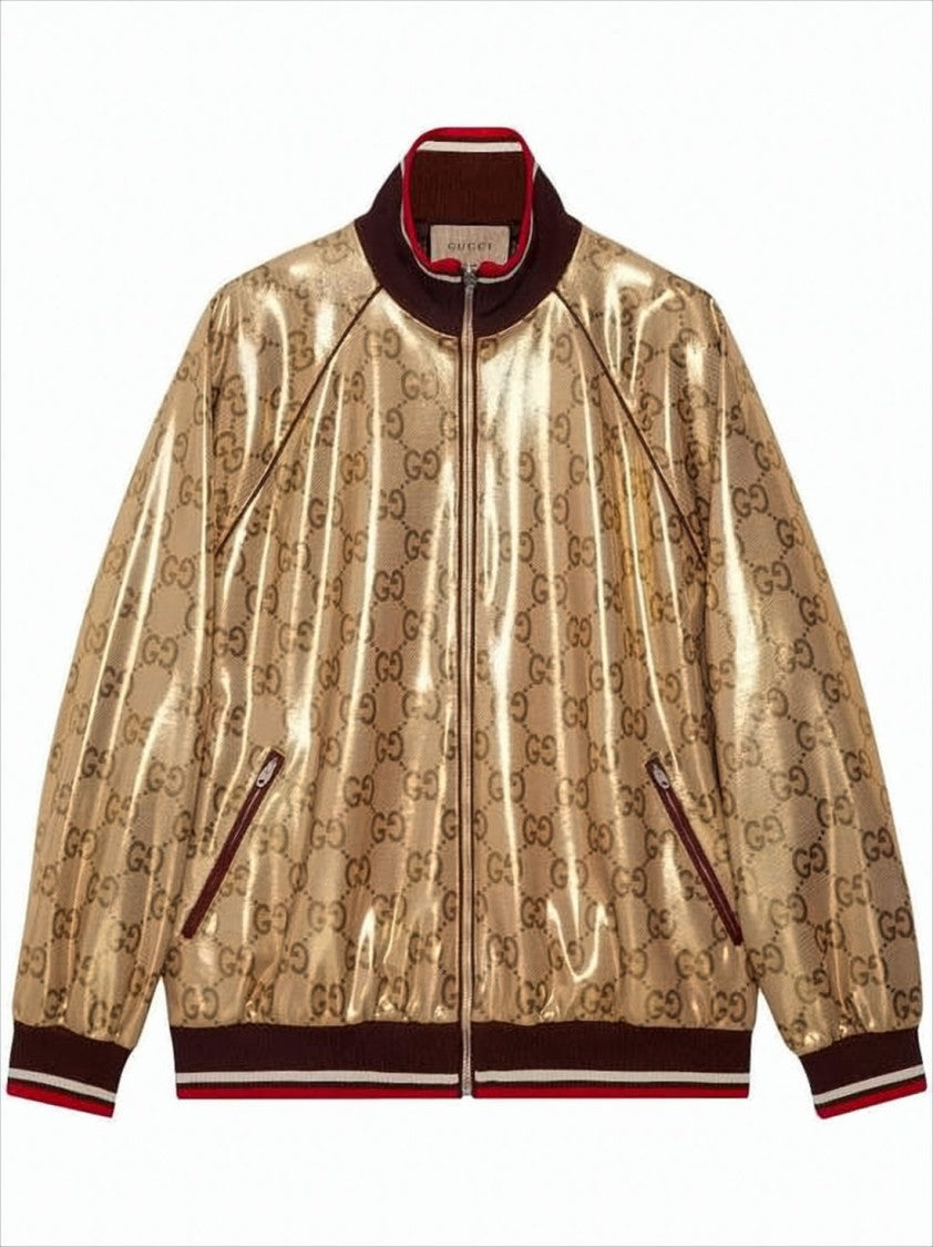 Gucci Glossy Monogram Bomber Jacket