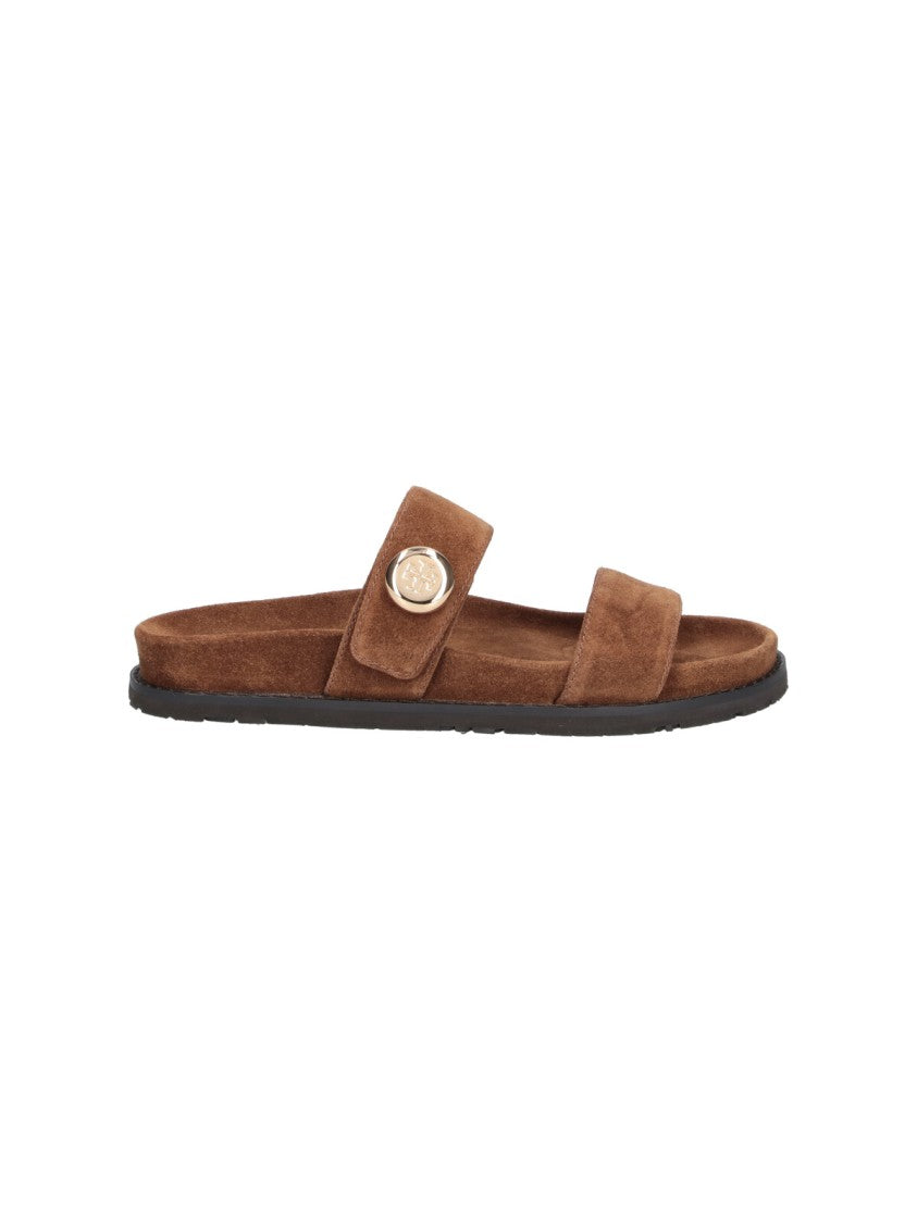 Tory Burch Brown Romy Suede Open-Toe Sandals