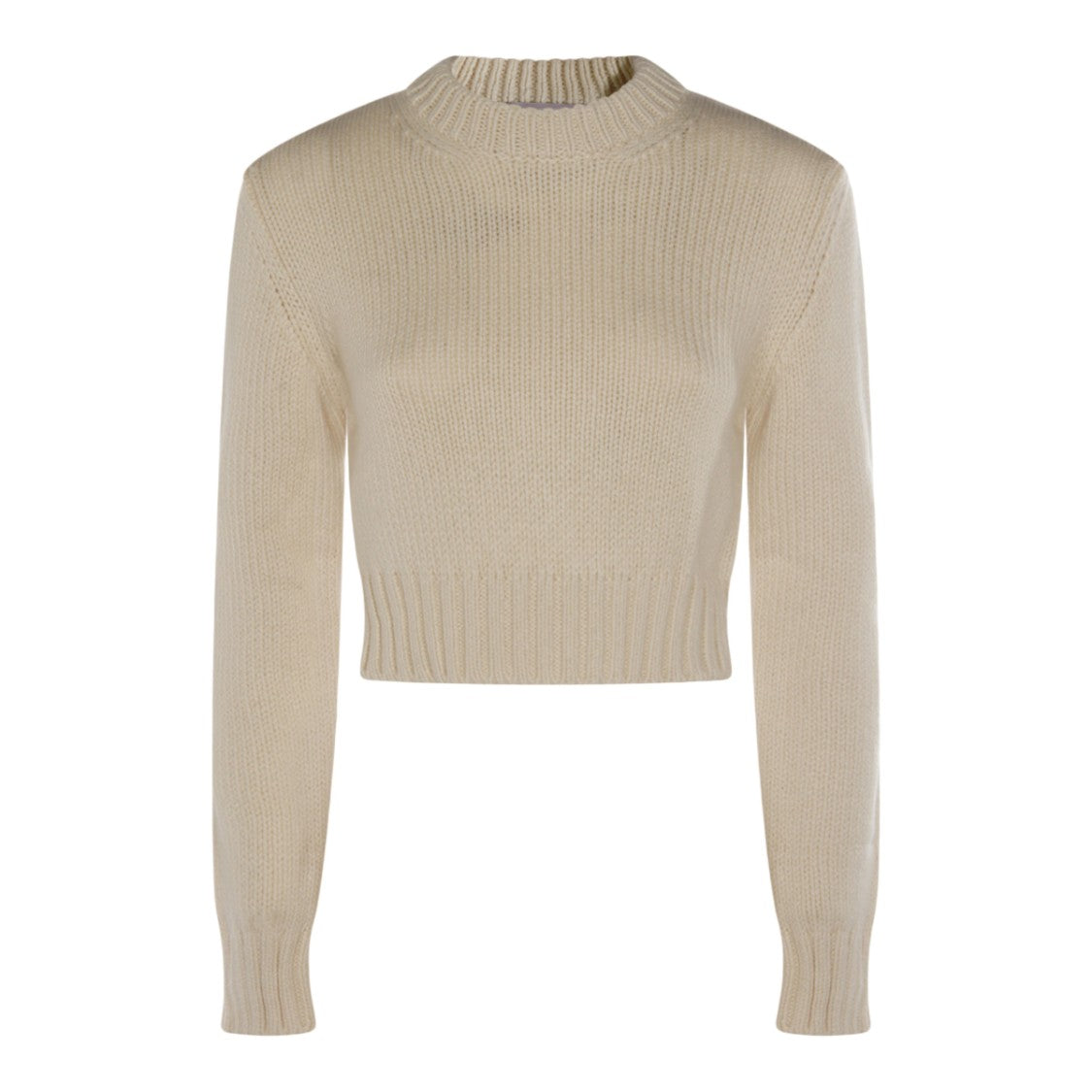 Malo Cropped Knit Sweater With Ribbed High Neckline