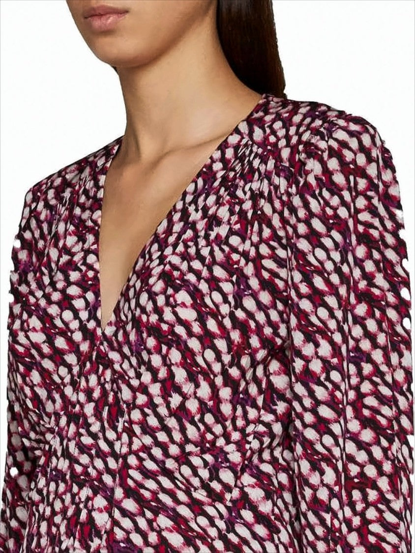 Isabel Marant Abstract Burgundy Blouse With Fitted Waist