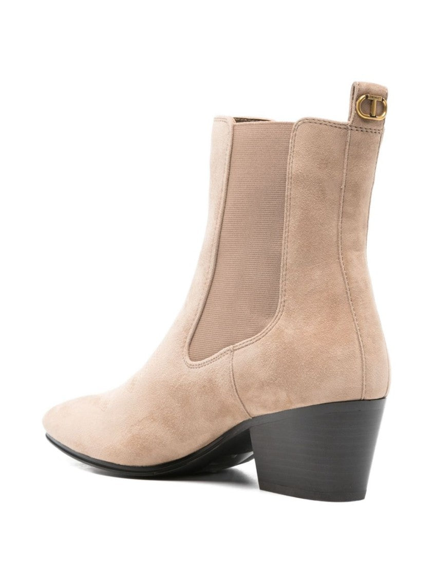 Twin-Set Pointed Toe Boots With Moderate Heel And Smooth Finish