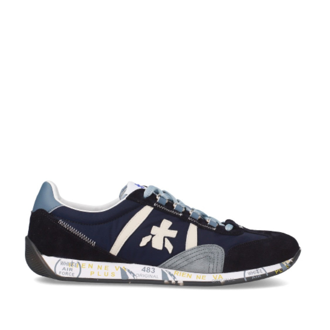 Premiata Suede And Technical Fabric Blue Jackyx Sneakers
