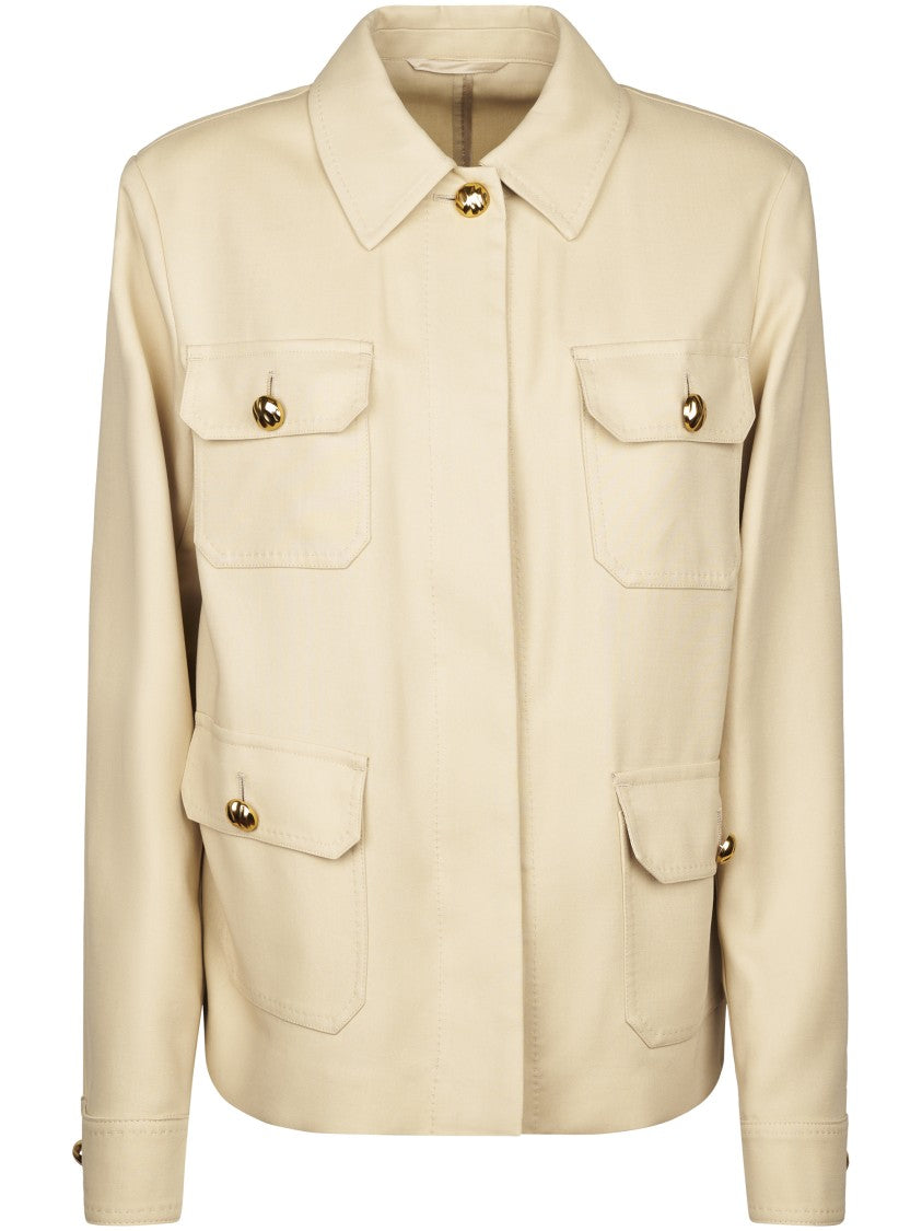 Max Mara Boxy Silhouette Jacket With Classic Collar And Gold Accents