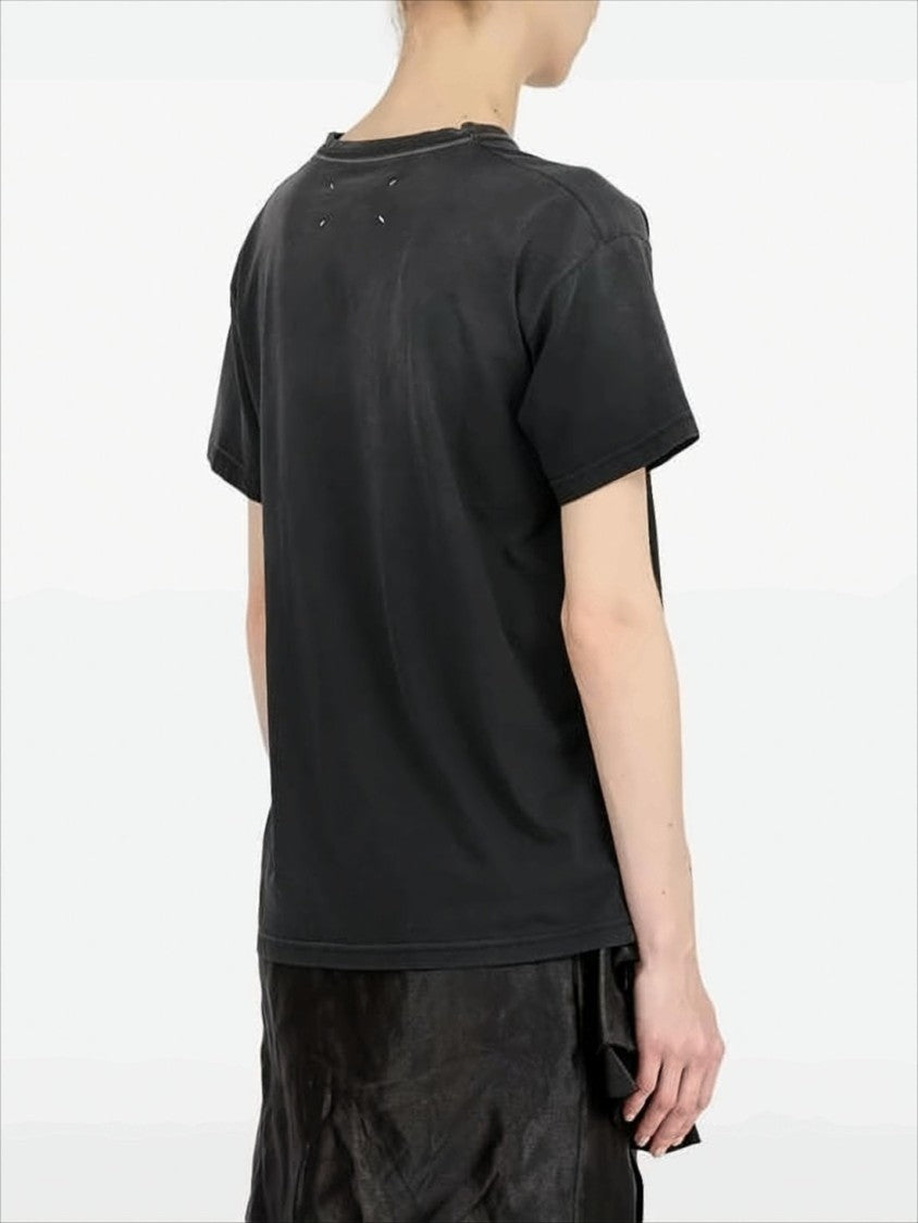 Maison Margiela Boxy-Fit Black Cotton T-Shirt With Tonal Logo