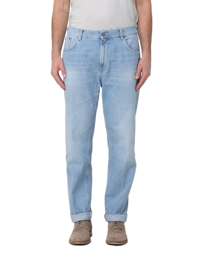Dondup Light Blue Denim Jeans With Relaxed Fit