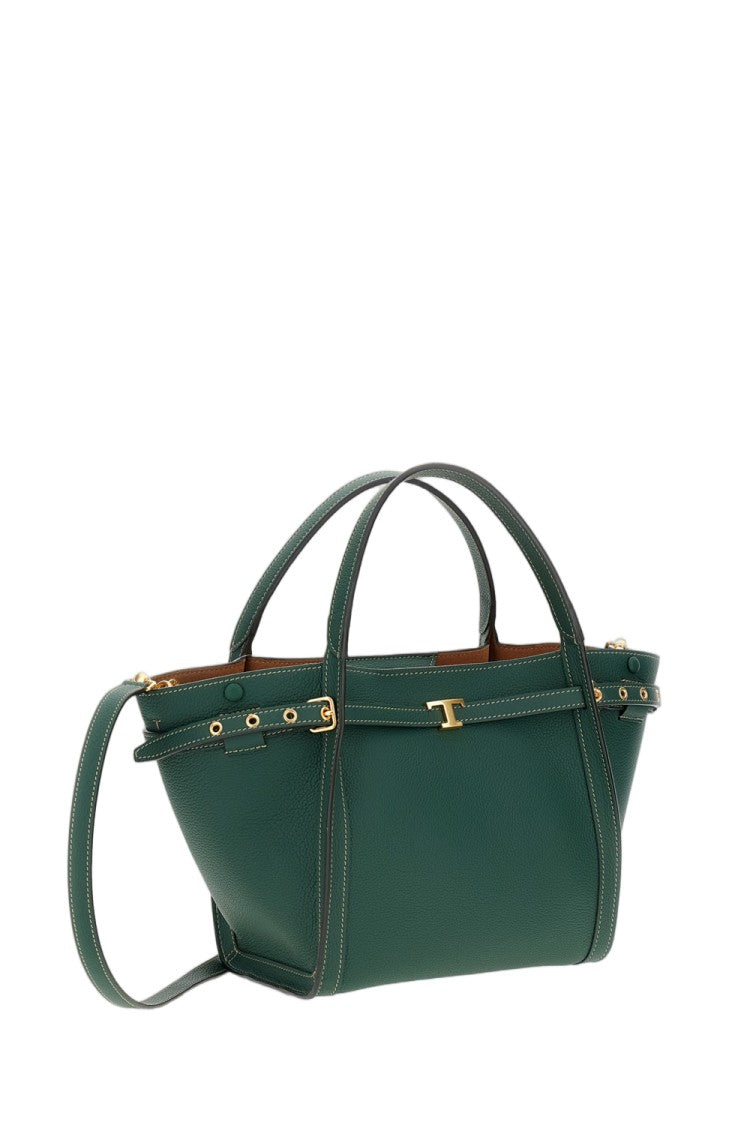 Tod's Structured Calfskin Tote Bag With Personalized Metal T