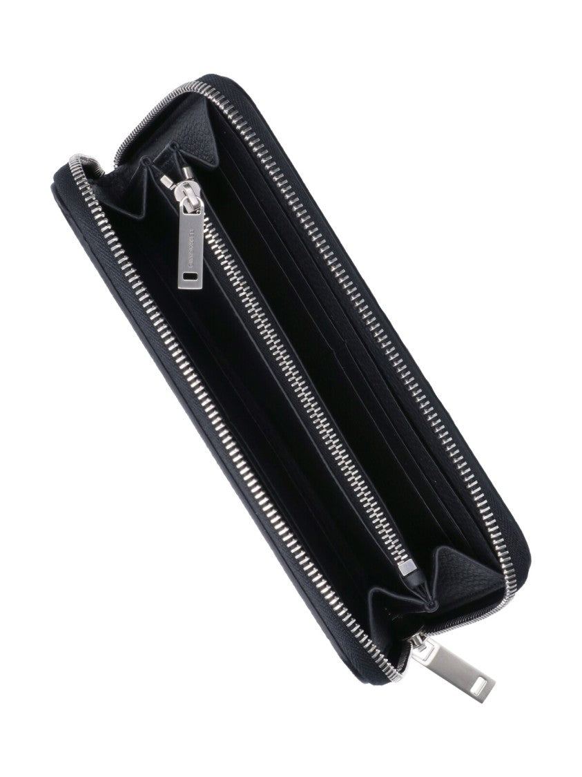 Ferragamo Black Central Zip Leather Wallet