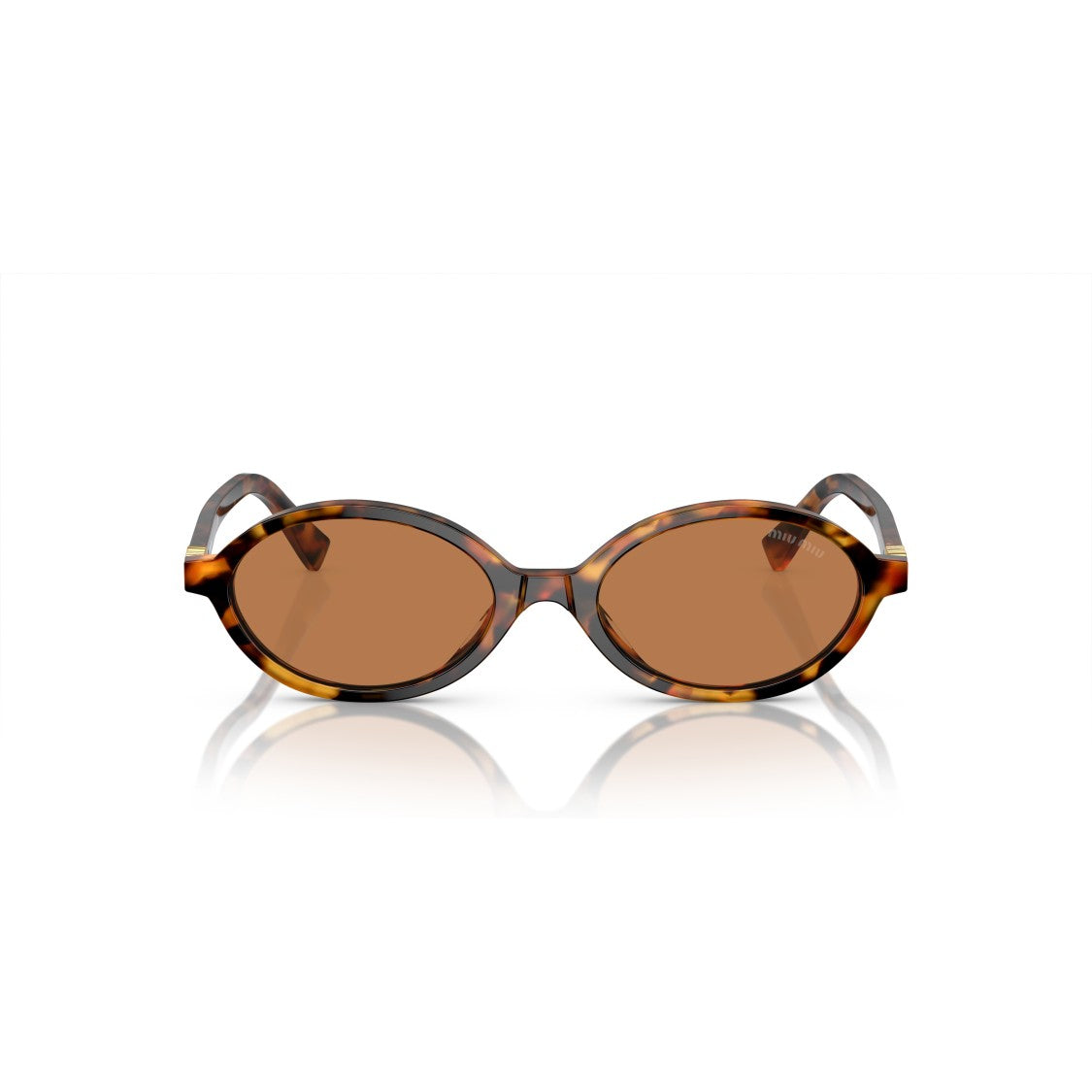 Miu Miu Tortoiseshell Acetate Oval Sunglasses With Gold Accents