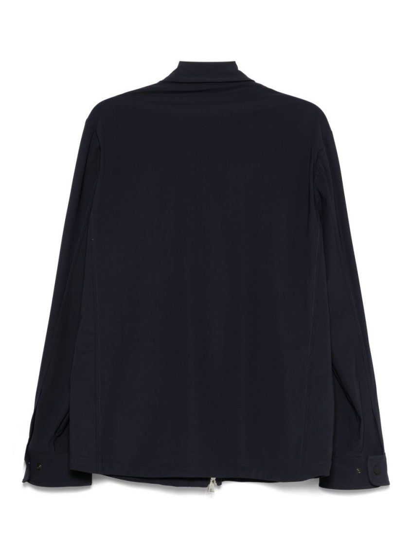 Pmds Navy Blue Two-Way Zip Shirt With Practical Flap Pockets