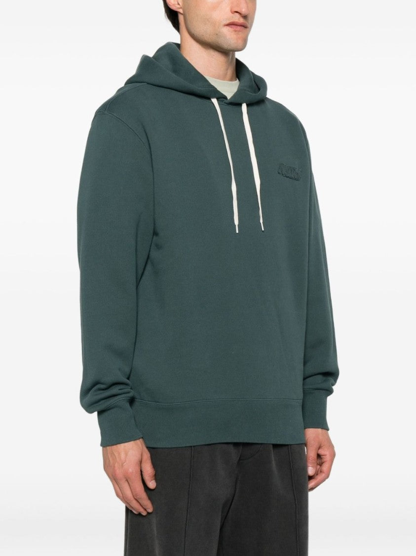 Autry Deep Green Relaxed-Fit Hoodie With Subtle Embroidery