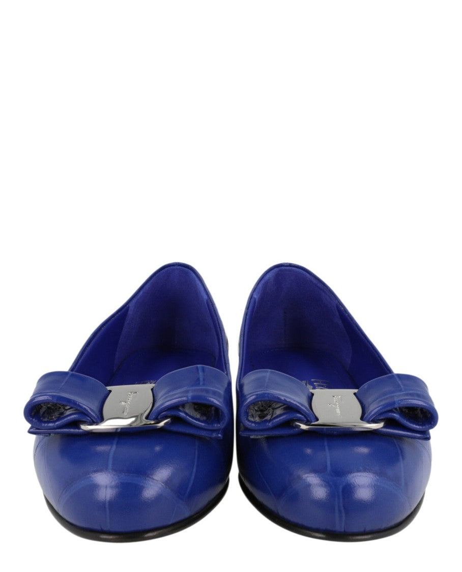 Ferragamo Varina Croc Ballet Flats