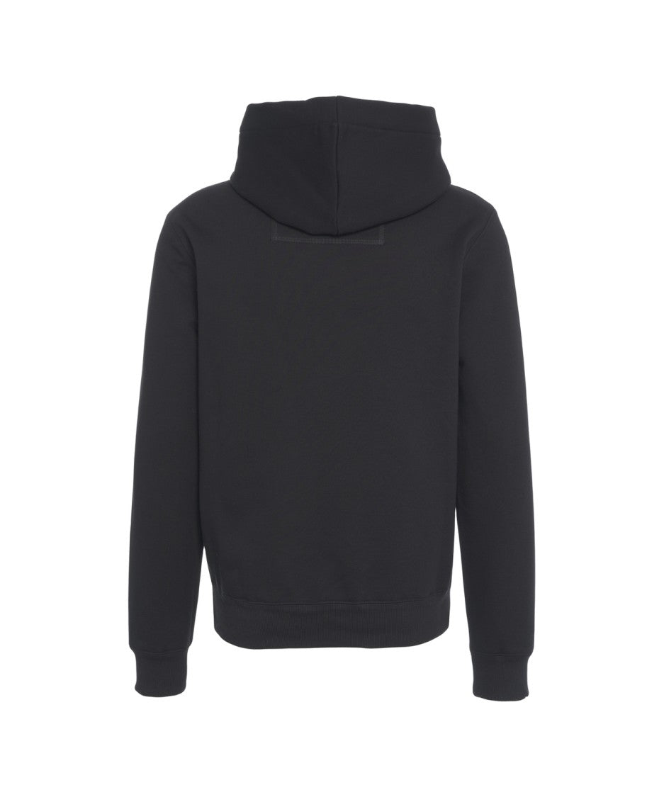 Lanvin Textured Logo Black Cotton Hoodie