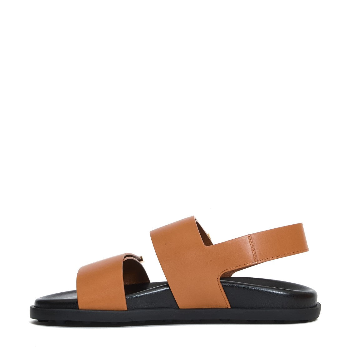Tod's Brown Leather Two-Strap Anatomical Sandals With Rubber Sole