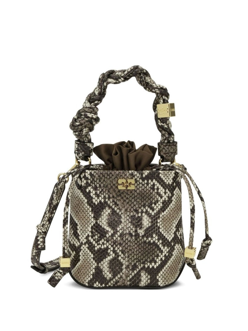 Ganni Structured Beige Handbag With Twisted Handle
