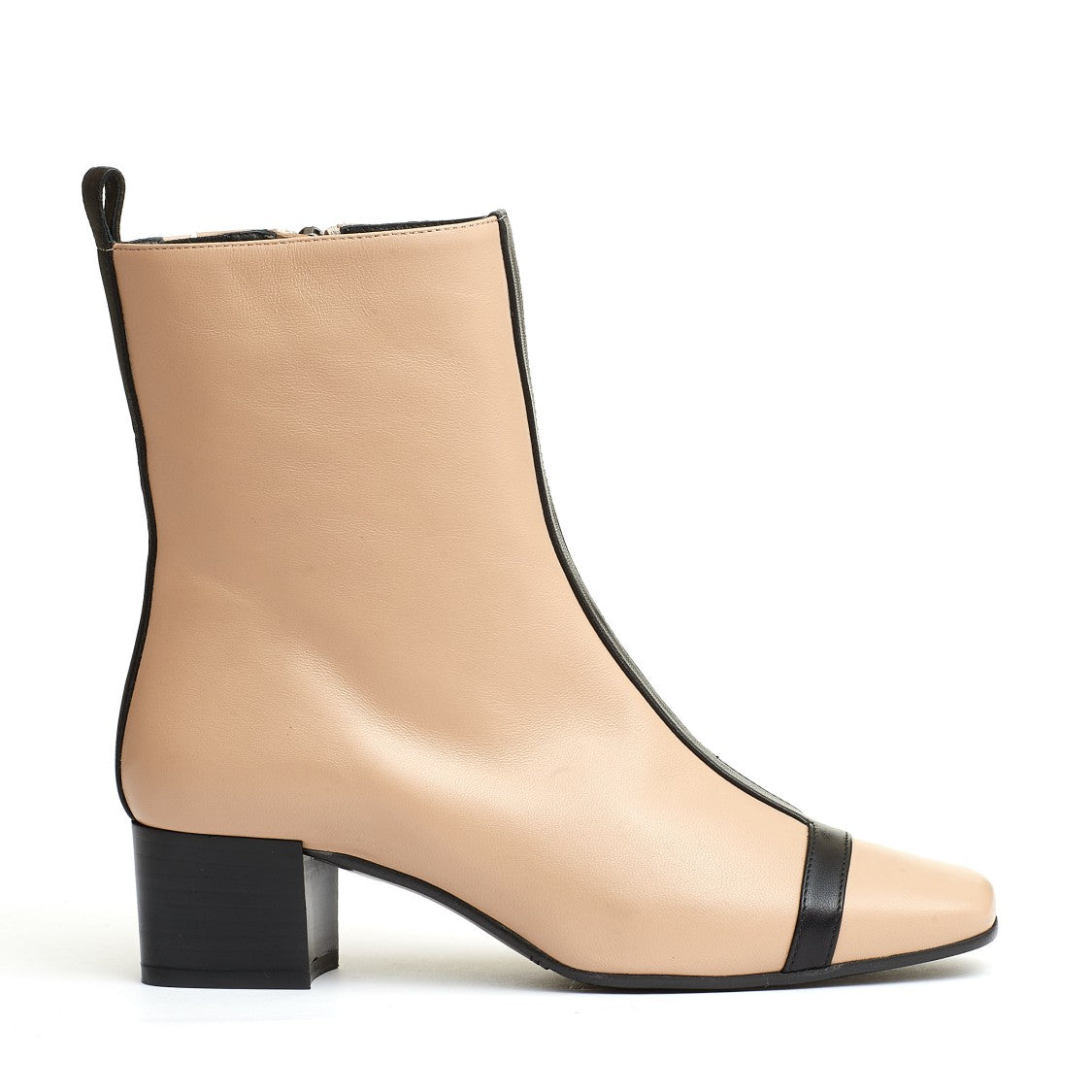 Carel Paris Beige And Black Leather Ankle Boot 40Mm Heel