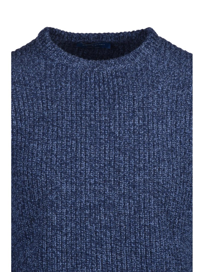 Daniele Fiesoli Ribbed Textured Crewneck Sweater In Deep Blue