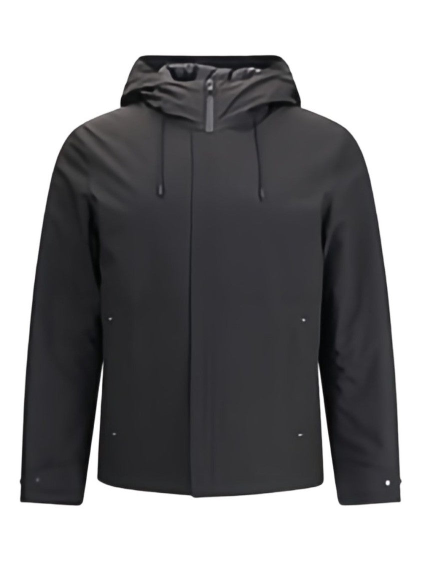 Woolrich Black Hooded Jacket And Practical Features
